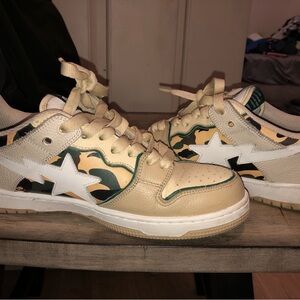 Bape Camo Sneakers - Beige and White